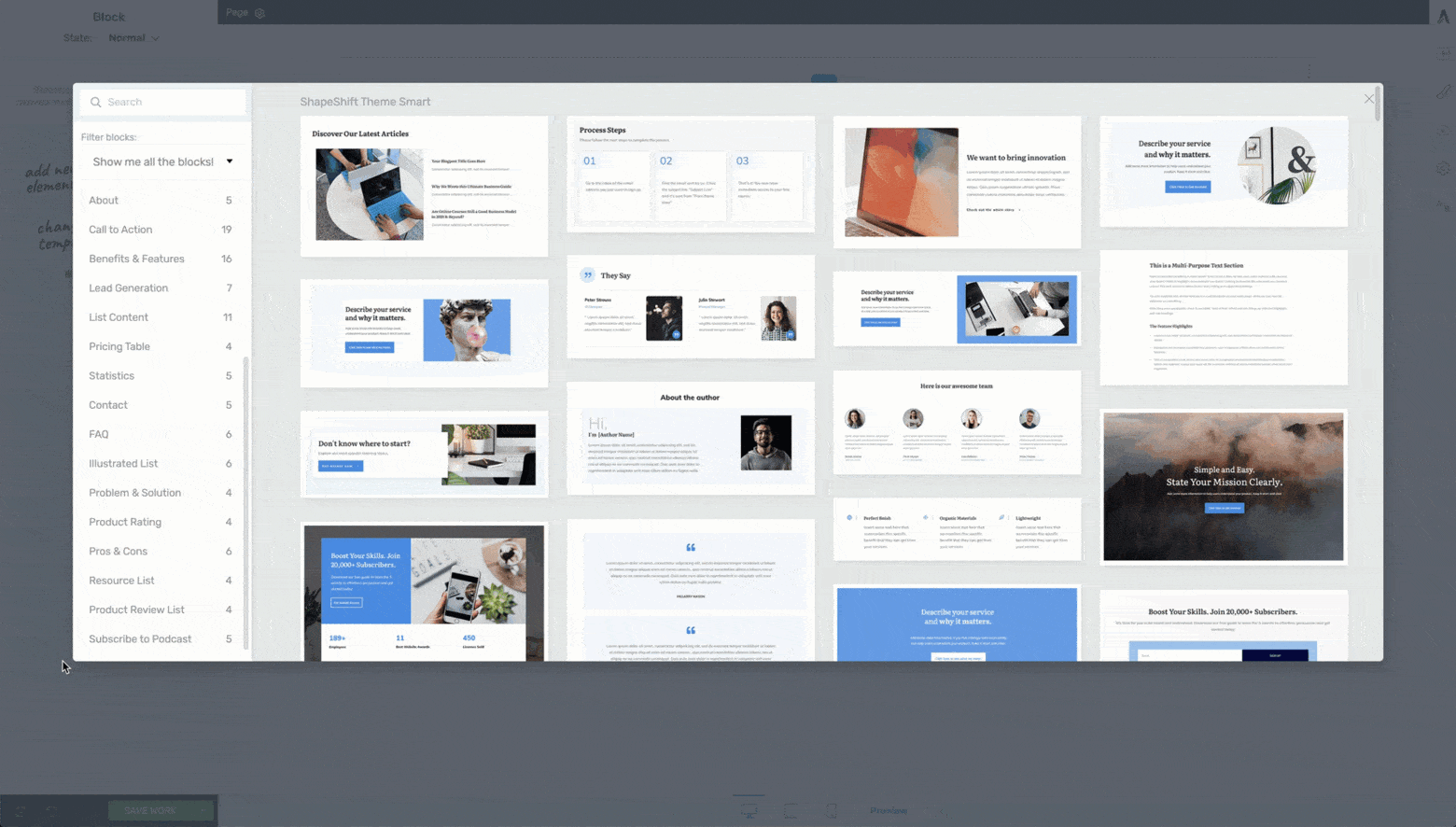 Group editing makes customizing your Block template designs quick and easy.