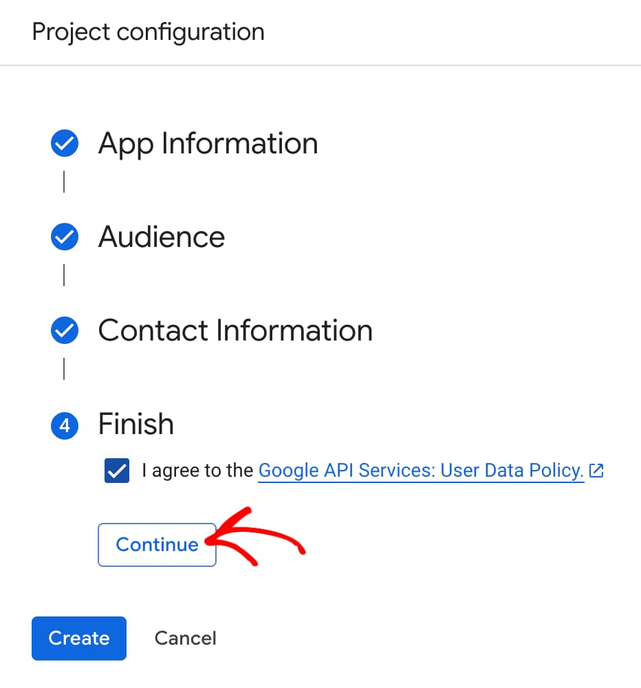 Agree to Googles User Data Policy.