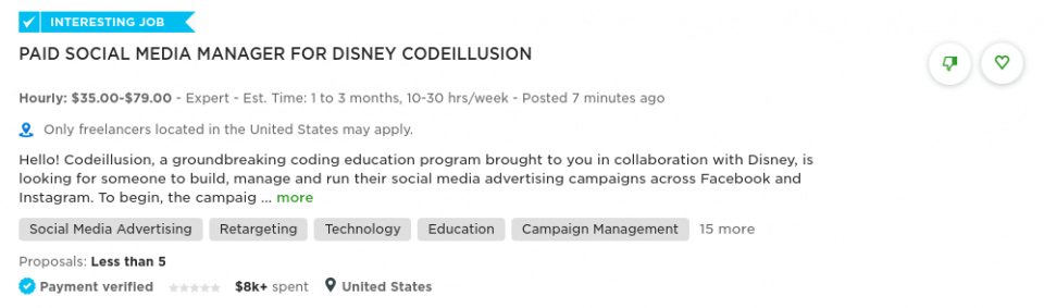 freelance social media manager job