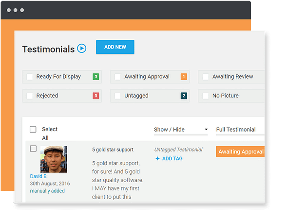Easy testimonial management