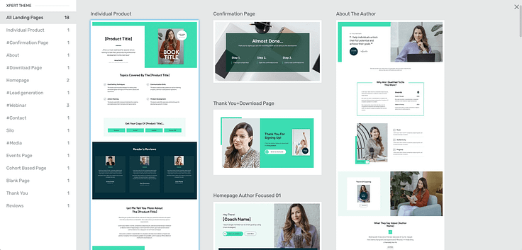 Choose landing page template