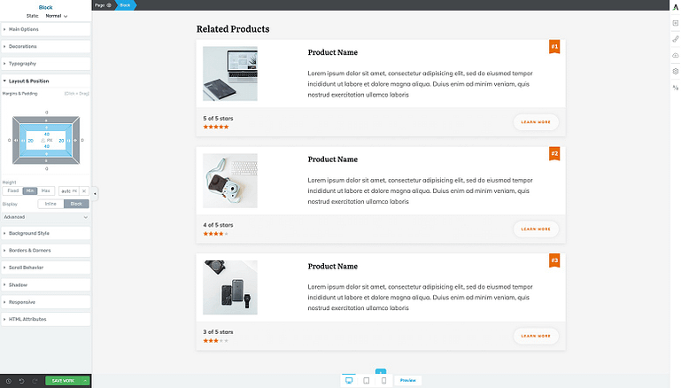 Select a Block template and it will load in your Thrive visual editor