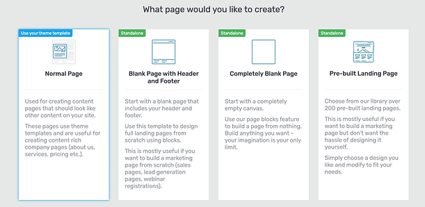 Pre built long form landing page templates