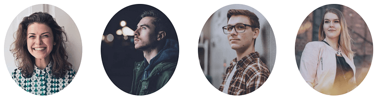 Team photo images in rounded style